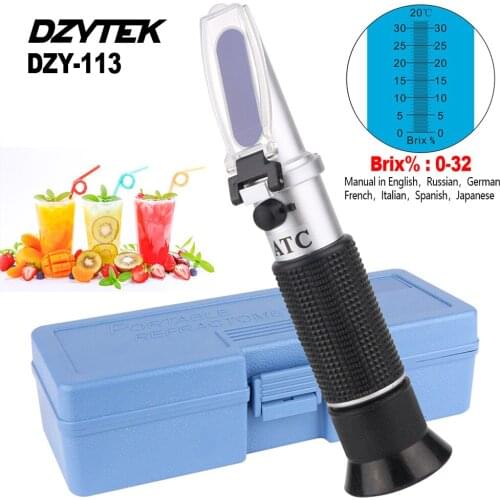 DZYTEK Refractometer Handheld Digital Fruit juice Sugar Meter Dual Scale Brix 0-32% Automatic Temperature Compensation