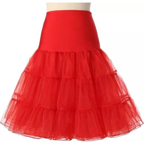 Retro Women Solid Color Wedding Bridal Underskirt Crinoline Tulle Petticoat