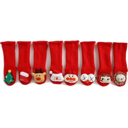 Christmas Baby Cosplay Santa Claus Socks Boys Girls Cartoon Doll Long Socks Over Knee Happy New Year Party Toddlers Infant Props