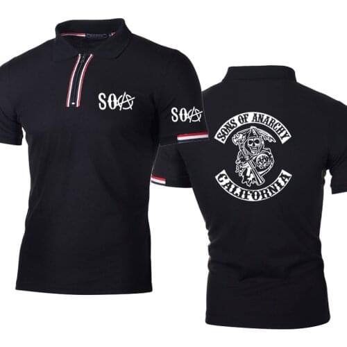 NEW Mens polo SOA Sons of anarchy the child Skull Printing summer high quality Cotton Short Sleeve Mens short sleeve tops