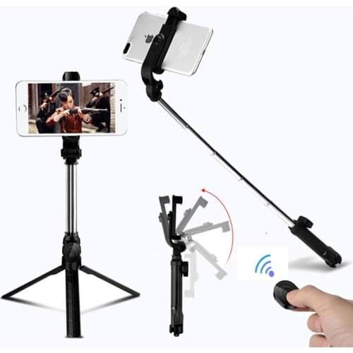 Bluetooth selfie stick tripod For iphone xiaomi huawei 360 rotatable bluetooth selfie tripode trepied tripie phone stick tripod