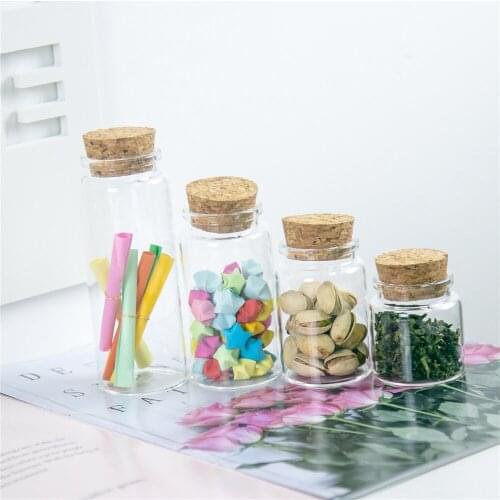Glass Bottles with Cork Weding Gifts 50ml 80ml 100ml 150ml Empty Jars 12pcs Cosmetic Containers Crafts Exhibits Vials