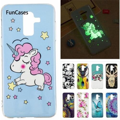 Luminous Case on sFor Coque Samsung Galaxy J8 2018 Case Owl Unicorn Cartoon Fundas For Samsung J8 2018 Soft Silicone Cover Cases