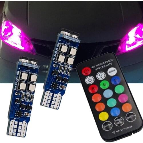 T10 W5W LED Width Lamp RGB Remote Control 3435 chips amber red amber 12V strobe led clearance lamp reading lights