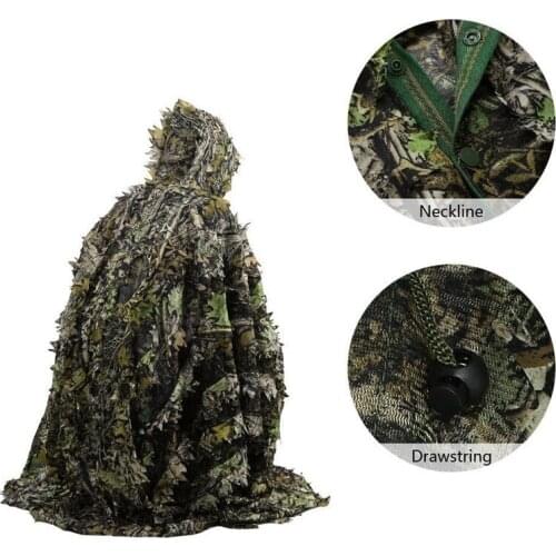 Tactical Leaf Poncho Camouflage Jungle Woodland Birdwatching Breathable Unisex Military Hunting Ghillie Suit 3D Maple Leaf Cape