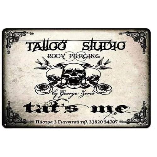 Tattoo Tin Sign Retro Tattoo Studio Shop Wall Decoration Sexy Lady Metal Sign People Cave Sign Tin Plate Poster Plaque 20x30cm