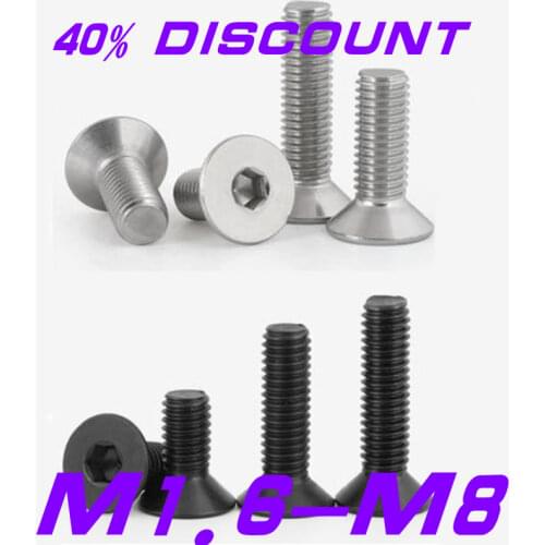 5-50PCS M1.6 M2 M2.5 M3 M4 M5 M6 M8 grade 10.9 black DIN7991 Flat head Hex socket screw