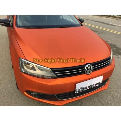 High Quality Orange Matt Brushed Chrome Vinyl Sticker Bubble Free For Car Wrapping Size:1.52*20M/Roll