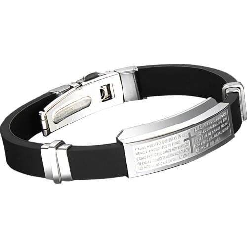 High Quality Classical Mens Christian Black Cross Bracelet Religious Jewelry Boys Present Cross Clasp Wristband Male Accesories