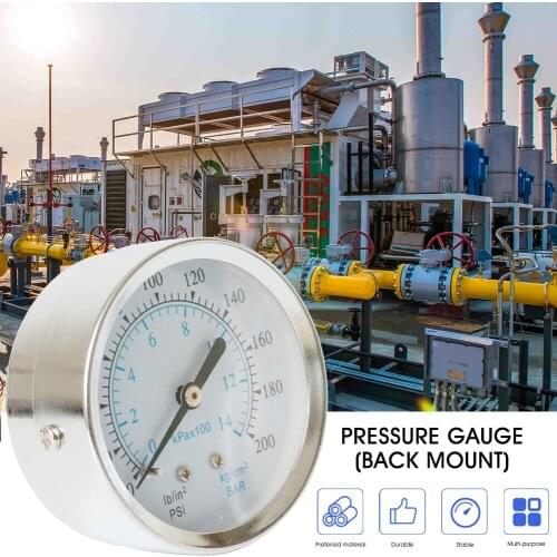 High Quality Precise Pressure Gauge 63mm Dial 0-14Bar/0-200PSI 1/8" NPT Male Thread Stainless Steel Case Back Mount Dropshipping