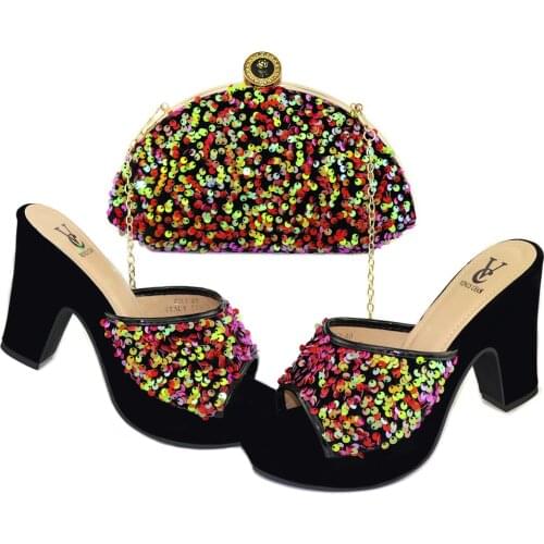 Hot Sale Multicolor High Heel 10CM Women Pumps Match Bag With Rhinestone Decoration African Shoes And Handbag Set CR2140