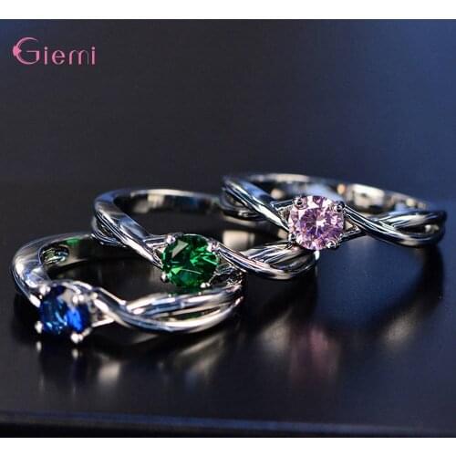 Fashion Engagement 925 Sterling Silver Cubic Zircon Ring for Women Girl Wedding Party Gift Ring Jewelry Bijoux Femme