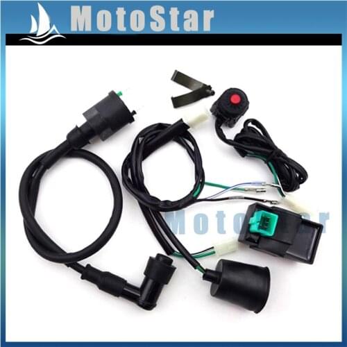 Wiring Loom Harness + Kill Switch + Ignition Coil + 5 Pin AC CDI Box For 50cc -160cc Chinese Pit Dirt Bike Motorcycle