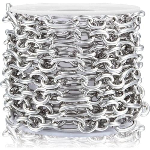 1 Meter Width 7mm Stainless Steel Flat Cross 3:1 Chain O-Chains For DIY Jewelry Making Material Necklace Bracelet Supplies