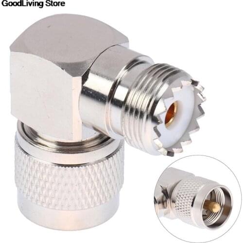 1PC UHF Male PL-259 PL259 Plug to UHF Female SO-239 SO239 Right Angle 90 Degree RF Adapter Brass