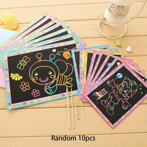 10/20Pcs Magic Scratch Art Doodle Pad Sand Painting Cards Early Educational Learning Creative Drawing Toys for Children
