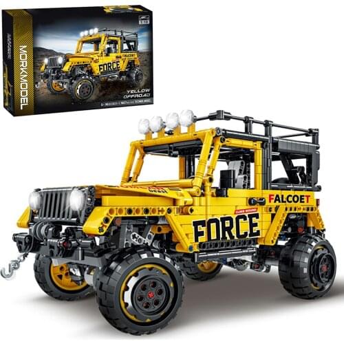 1607Pcs Off-Road Vehicle Bricks Model Kit DIY Small Particle Building Block Car Toys For Children Educational Toys Gift - Yellow
