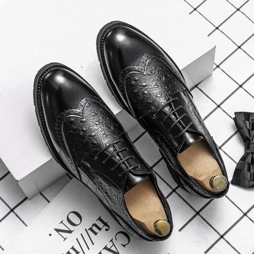 2021 Man Pu Leather Shoes Rubber Sole Size 47 Man Office Business Dress Leather Flats Man Leather Wedding Shoes