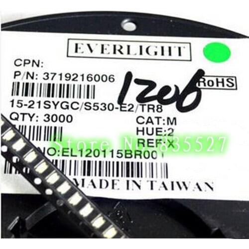 3000PCS/LOT ( Make EVER LIGHT ) 3216 1206 green SMD LED lamp beads bright LED light emitting diode