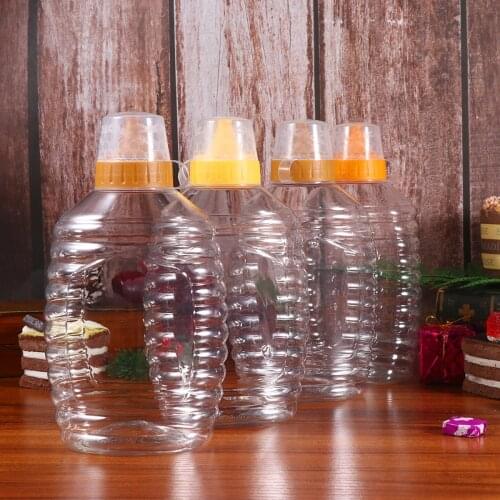 4pcs Transparent Plastic Honey Bottle Food Packaging Bottle Honey Jar With Lid Honey Bottle Jam Container for Home (1000g Capaci