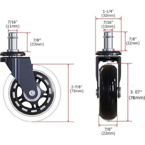 5Pcs 11x22mm Office Chair Wheels Wivel Rubber Caster Wheel Safe Rolling Caster Replacements For Home Furniture 4X7A