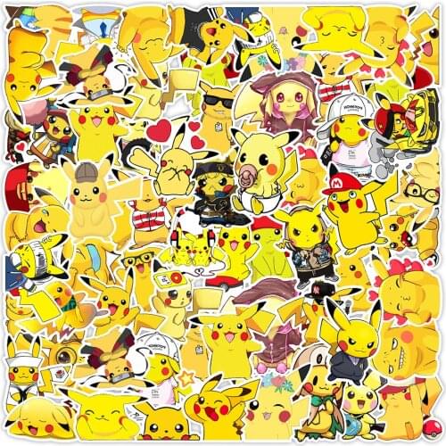 50PCS Pokemon Pikachu Japan Anime Sticker On Laptop Bicycle Motorcycle Refrigerator Pikachu Graffiti Stickers For Kids Gift Toy