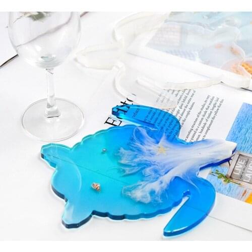 6 Pcs Design Strange Cup Mat Mould New Diy Crystal Epoxy Mold Marine Life Coaster Mold Silicone Resin Combination Set Turtle