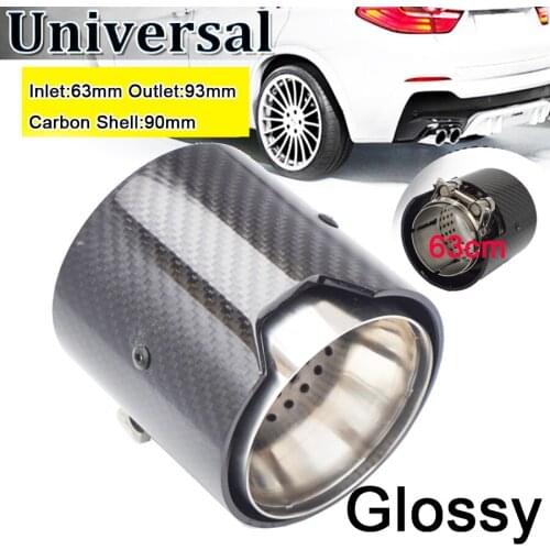 63MM inlet OD 93MM OUT Glossy Carbon Fiber Exhaust tip for M Performance exhaust pipe 1 Piece