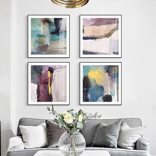 Abstract Marble Canvas Print Paintings Light blue purple Poster Nordic Wall Art Pictures on Canvas Living Room Office Home Decor