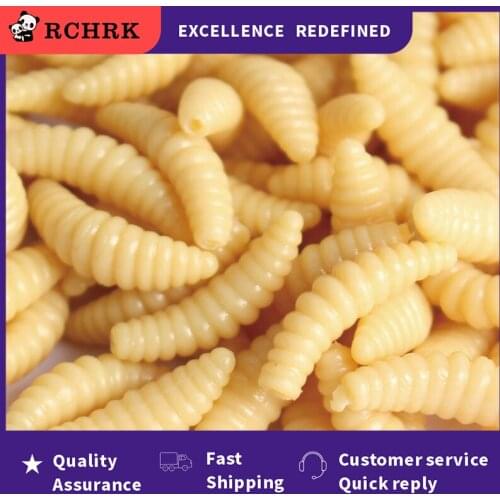 Promotion 50PCS 2cm 0.3g Maggot Grub Soft Fishing Lure Hooks Smell Worms Glow Shrimps Fish Lures Universal 2021 Fishing supplies