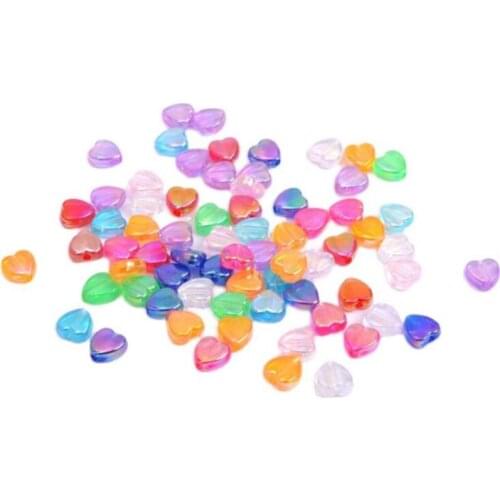100pcs 9X9mm Acrylic Spacer Beads Heart Transparent Rainbow Color Beads With Hole For DIY Jewelry Making Findings Accessories