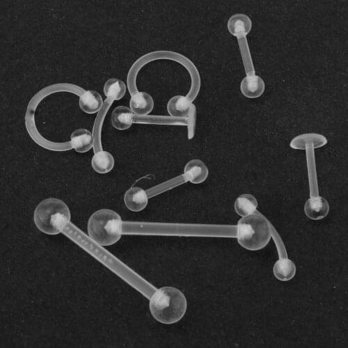10 Pcs Acrylic Piercing Jewelry Nose Stud Rings Navel Bar Rings Barbell