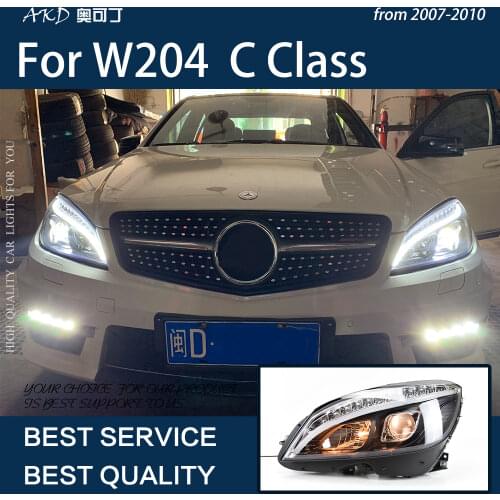 AKD Car Styling for Benz W204 2007-2010 LED Headlight LED DRL Hid Bi Xenon Angel Eyes LED Crystal Matrix Headlight Assembly