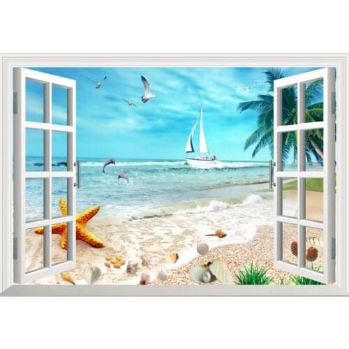 Custom any size mural on the wall paper 3 d Sun beach shell starfish background home decor photo Wallpaper in the living room