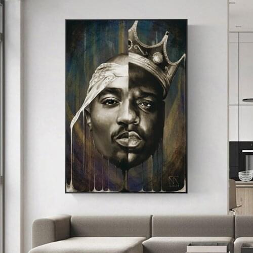 Portrait of Big and Tupac Canvas Paintings Posters and Prints Cuadros Modern Wall Art Pictures for Living Room Home Decoration