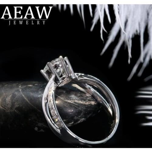 AEAW 1 Carat 18k White Gold Moissanite Ring Wedding/Engagement Rings For Women Womens Ring Jewelry