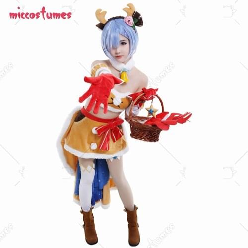 White Cat Project Re Zero Collaboration Rem Cosplay Costume Cute Christmas Outfits