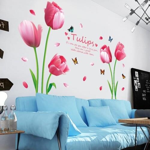 Beautiful tulip wall sticker PVC Material DIY wall decals For Living room bedroom sofa background wall decor sticker