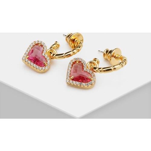 Amorita boutique crystal heart fashion women drop earrings