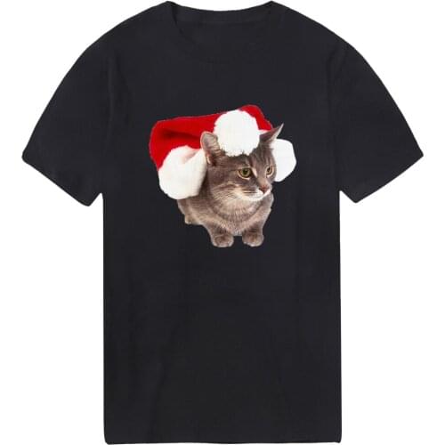 Christmas Cats Men T-shirts Fashion Print New Tshirts Punk Style Black Tees Male Bodybuilding Tops Loose Fit Camiseta Homme 2020