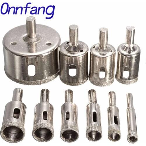 Onnfang 10pcs 8mm-50mm Diamond Coated Hss Drill Bit Set Tile Marble Glass Ceramic Hole Saw open Drilling Bits Diamond Core Bit