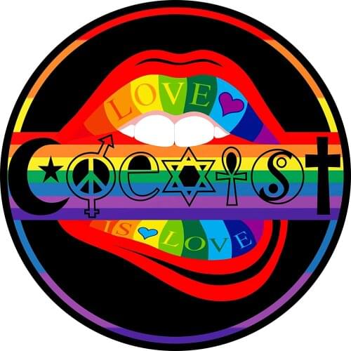 LGBT Lips Sticker - Love is Love Rainbow Premium Vinyl Decal 3 x 3" Circle | Car Bumper Auto Window Peace Equality 15*15CM