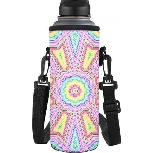 New Pink Mandala Portable Water Cup Case Drinking Cup Milk Bottle Protective Covers Handle Shoulder Crossbody Adjustable Mug Bag