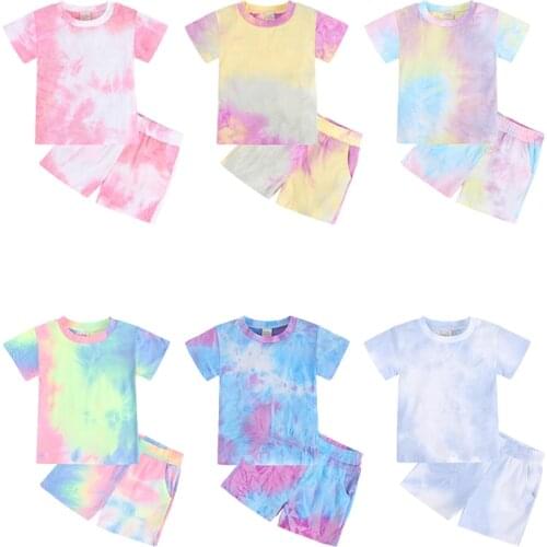 New Tie Dye For Newborn Baby Boy Girl Clothes Infant Print O-neck Casual T-shirts+Shorts Tracksuits Outfits Children Kid Overall