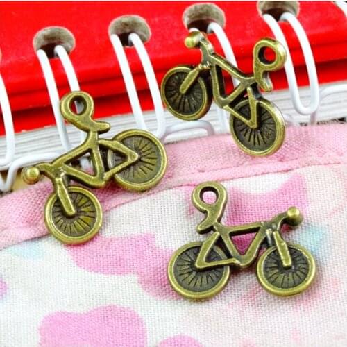 100pcs/lot Charms Bike 16*14MM Antique Bronze Plated Bicycle Pendants DIY handmade accessories