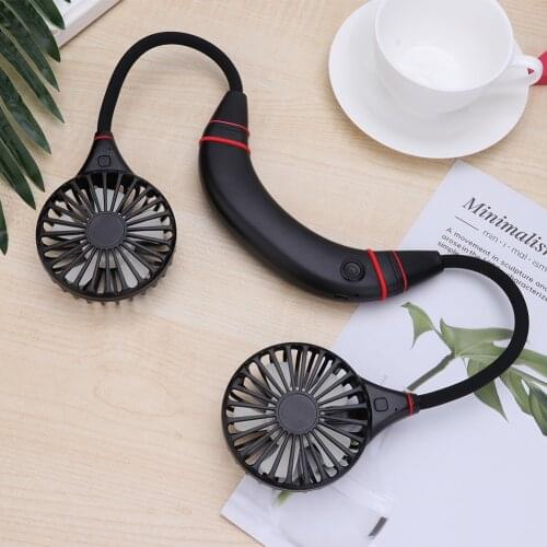 Mini Personal Hanging Neck Fan USB Rechargeable Wearable Portable Neckband Summer Sports Fan 360 Degree Rotation Adjustable