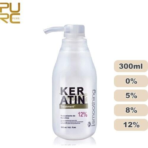 PURC Brazilian Keratin 12% Formalin 300ml Keratin Treatment Curly Hair Straightening Smoothing Product 0% 5% 8% 12% Formalin