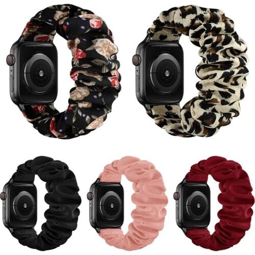 Scrunchie Strap for Apple Watch band 40mm 44mm 42mm 38mm Elastic Nylon Solo Loop Bracelet iWatch series 6 5 4 3 SE Watchbelt