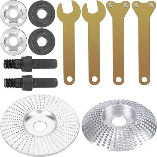 2Pcs Wood Grinding Wheel, Carving Abrasive Disc Angle Grinder Disc With Shank Arbor Mandrel Drill Adaptor Carving Tool