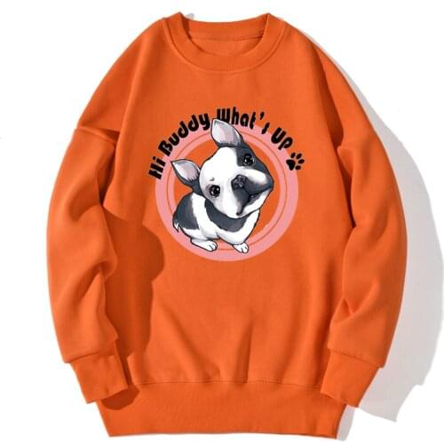 Cute Buddy Dog Drop shoulders Sweatshirt Mens Long Sleeve Streetwear Tops Hipster Standard Clothing New Retro Supoleron Hombre